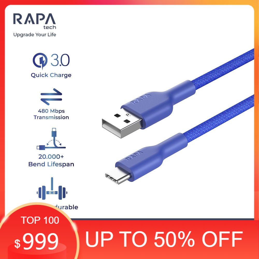 RAPAtech LINE MAX I ORIGINAL KABEL DATA TYPE C FAST CHARGING 3A USB-A to USB-C Cable [DC2021]