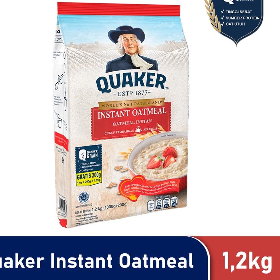 

☟ EXP MARET 2024 Quaker Oatmeal Instant 1.2kg / 1200gram / Quakers Oatmeal 1200gr /Quaker 1,2kg/1200 ✹