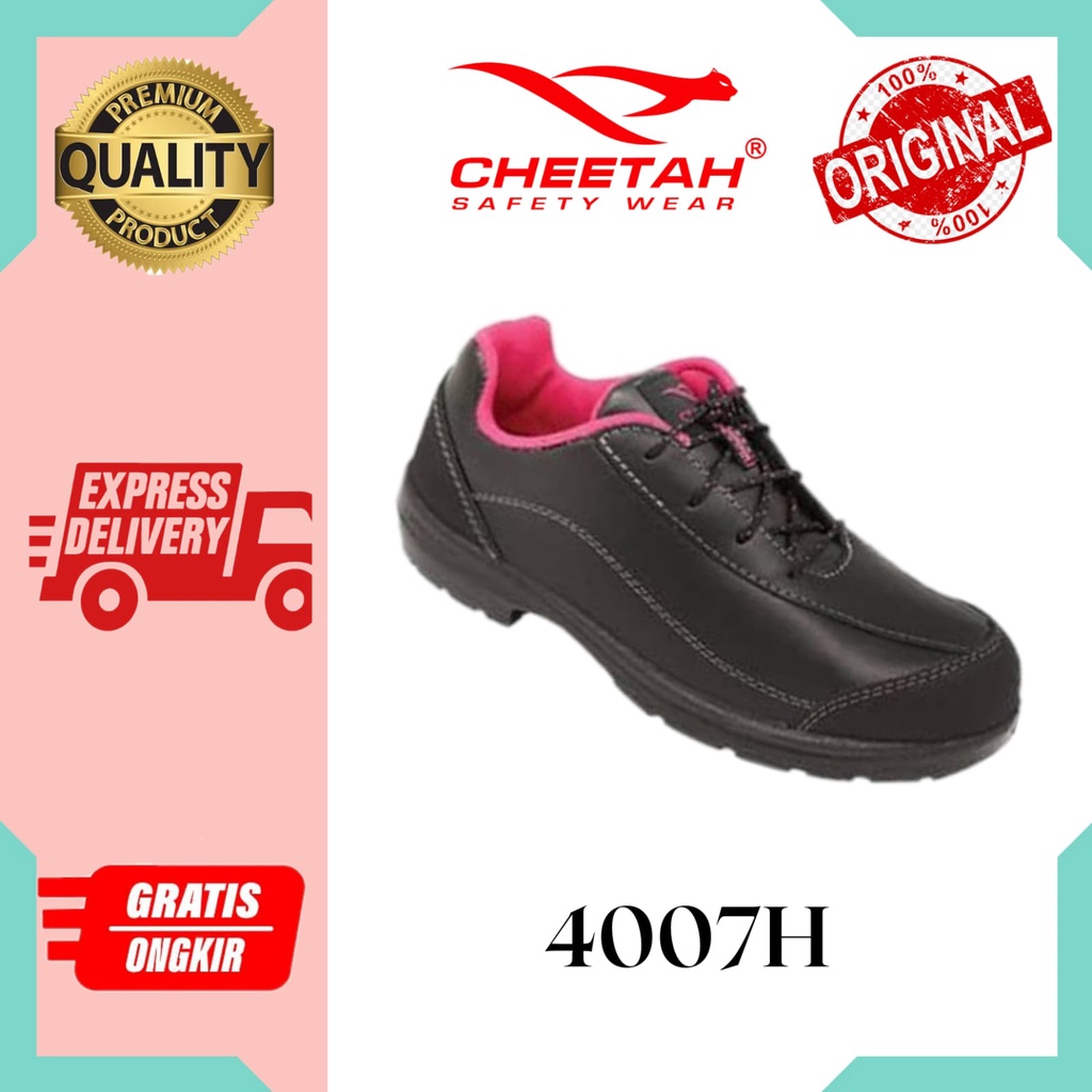 Sepatu Safety Cheetah Women 4007H / Safety Shoes Proyek Wanita 4007 Hitam Original