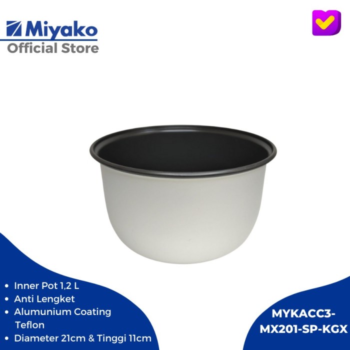 Miyako Panci Teflon Magic Com 1.2 Liter MCM 612,MCM 512 (D1V1) Food Grade Panci Allumunium Anti Leng