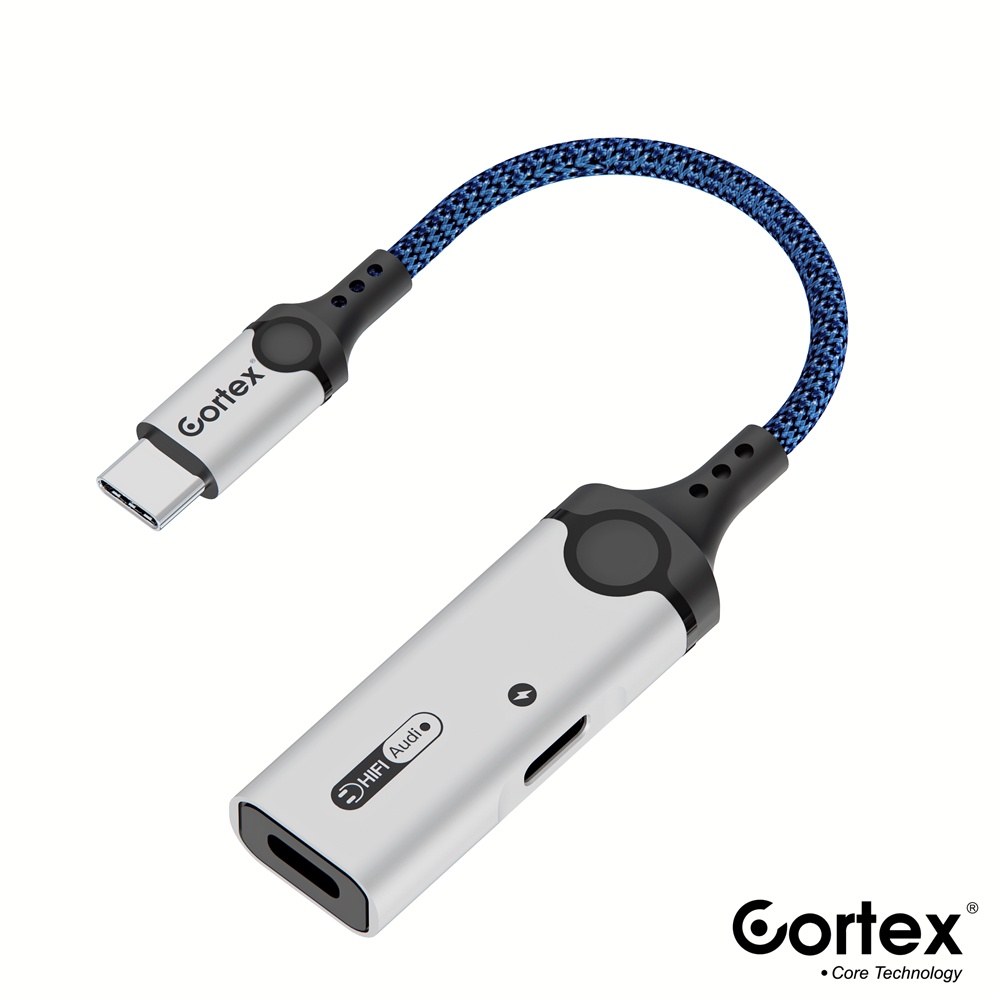 Cortex MH342 USB-C Splitter 2in1 Type-C to Charging + Audio Open Mic 60W Charging Adapter