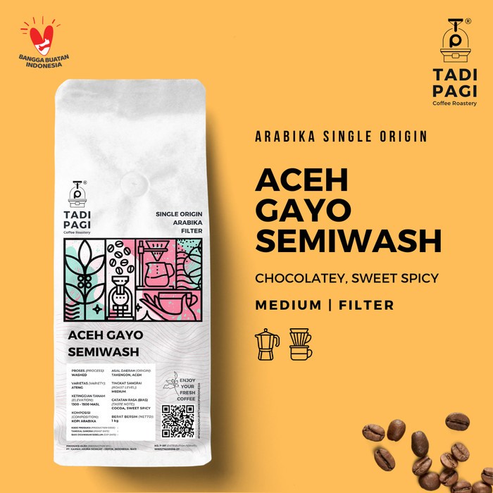 

Arabika Gayo Semi Wash Roast Bean Coffee Biji Kopi Matang 500 gram