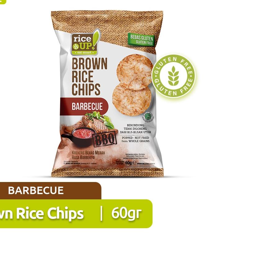 

LANGSUNG BELI RiceUP! Wholegrain Brown Rice Chips (Keripik Beras Merah) Barbeque 60G D0S^