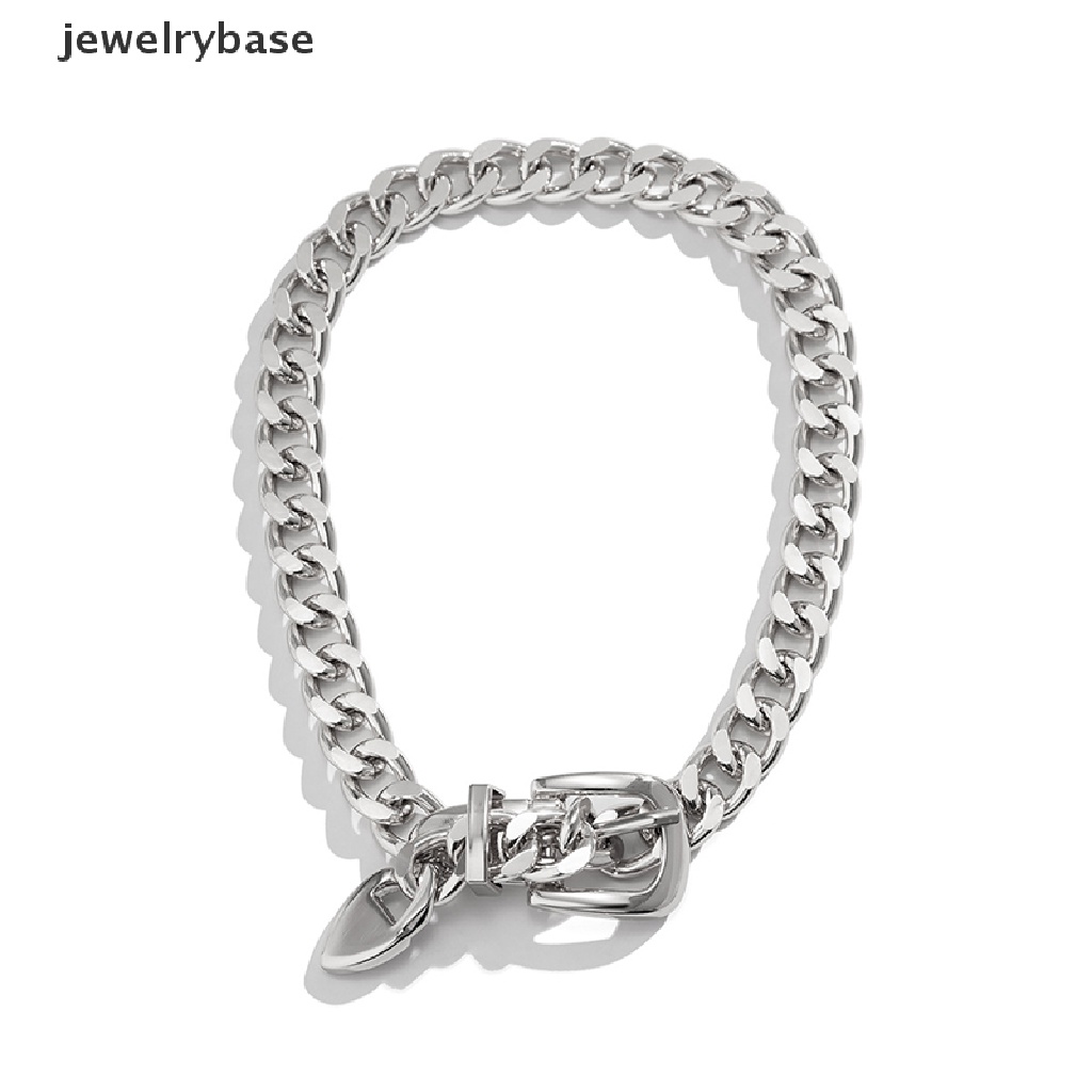 [jewelrybase] Fashion Hip Hop Punk Logam Sabuk Gesper Rantai Choker Kalung Perhiasan Untuk Wanita Tebal Chunky Klavikula Rantai Kalung Butik