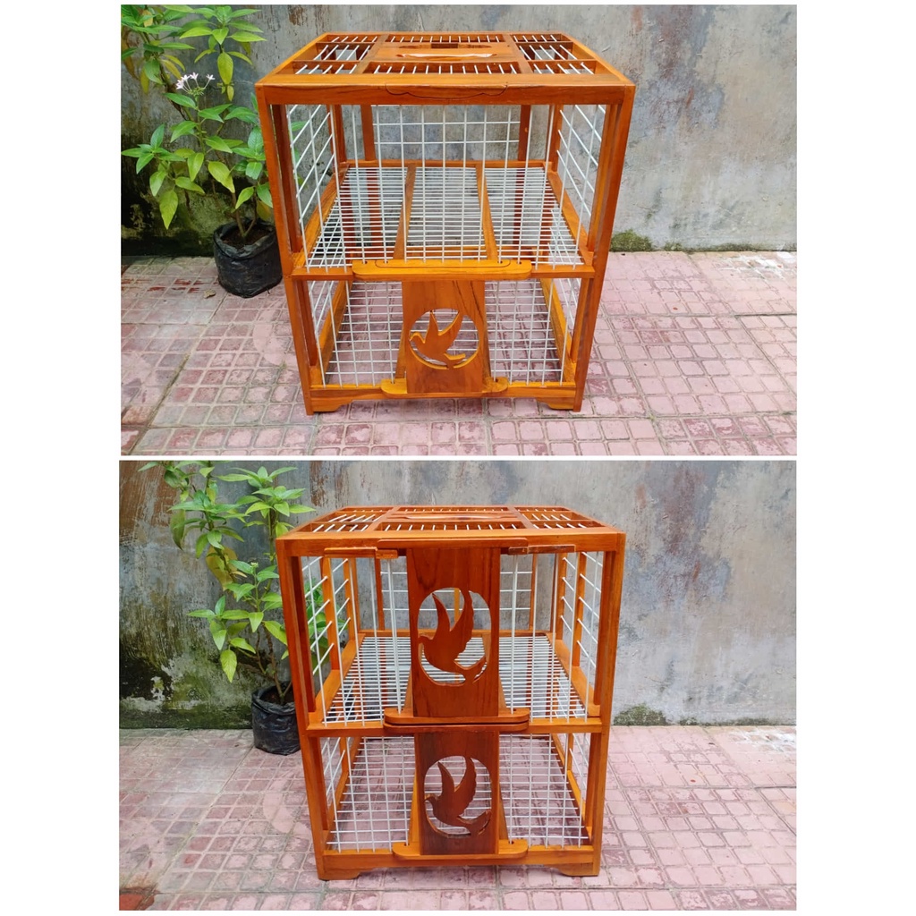 Dongdang Merpati Fiber 2 Pintu KAYU JATI Asli | Dondang Merpati Fiber Custom Nama