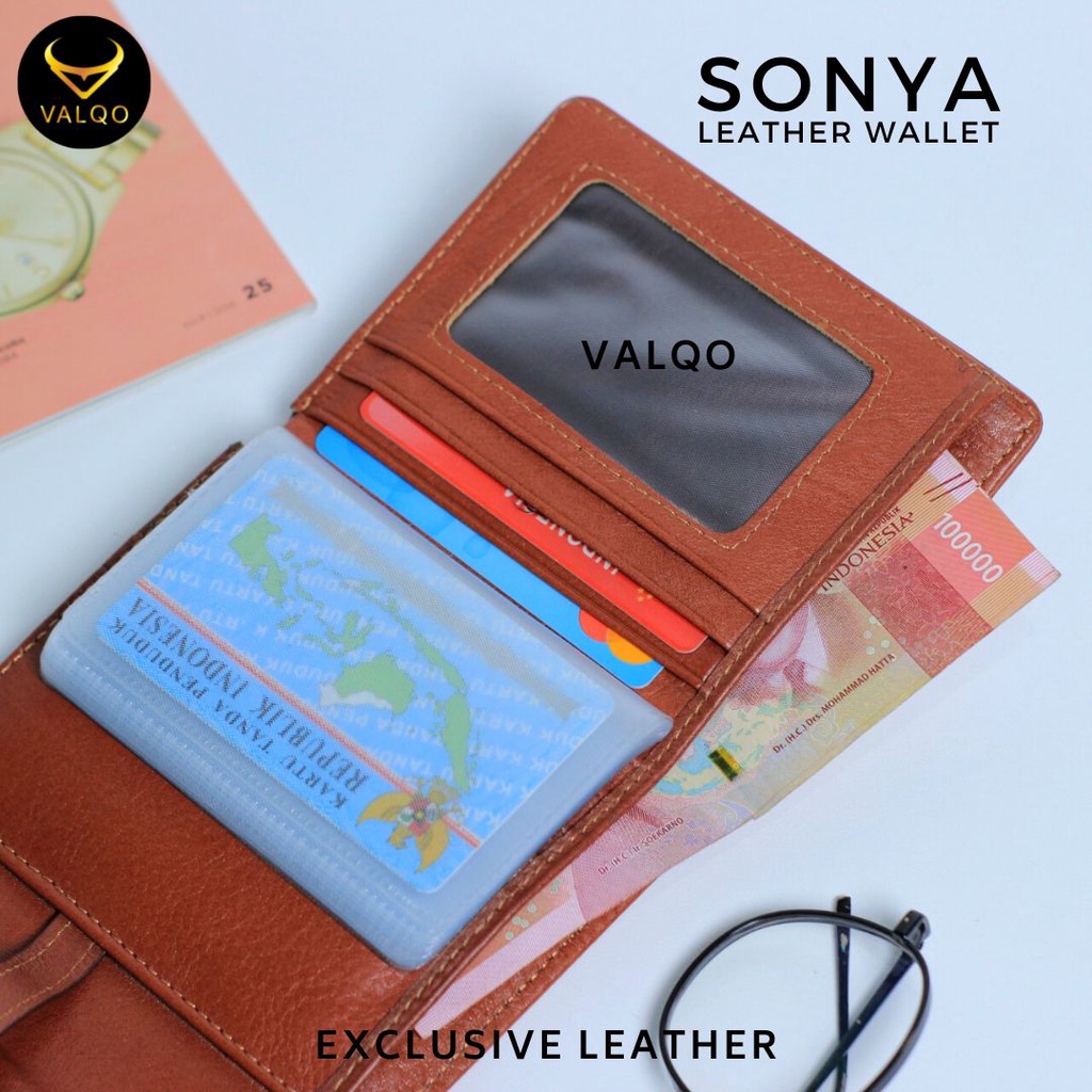 VALQO - SONYA Dompet wanita kulit sapi lipat Dompet pendek Dompet Kecil