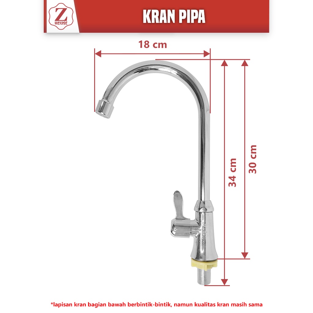 Kran Air Angsa Pipa Meja / Kran Air Cuci Piring / Kran Air Dapur/Keran Air Cuci Tangan/Keran Air Meja