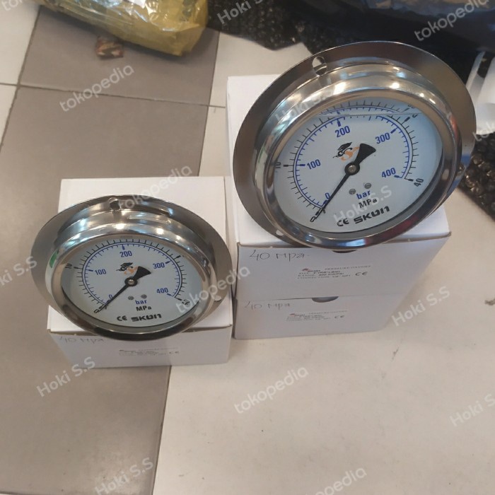 Terlaris Pressure Gauge Payung Stainless Skon 4" Inch 0 - 40Mpa