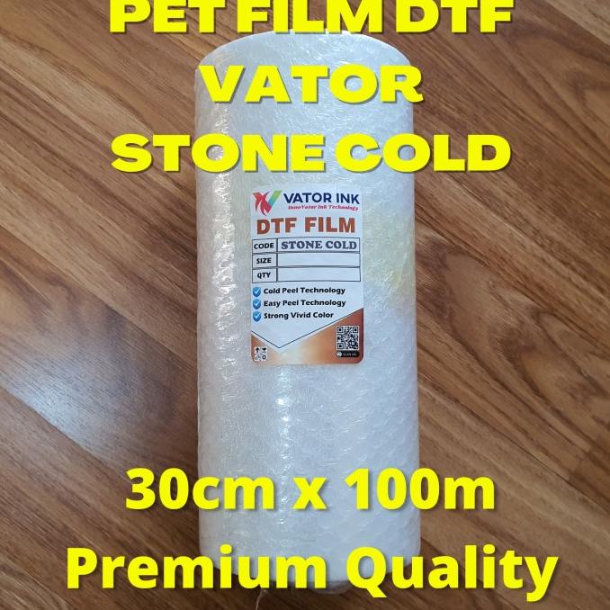 

PET FILM DTF VATOR STONE COLD Roll 30cm x 100m Sablon DTF Tinta DTF