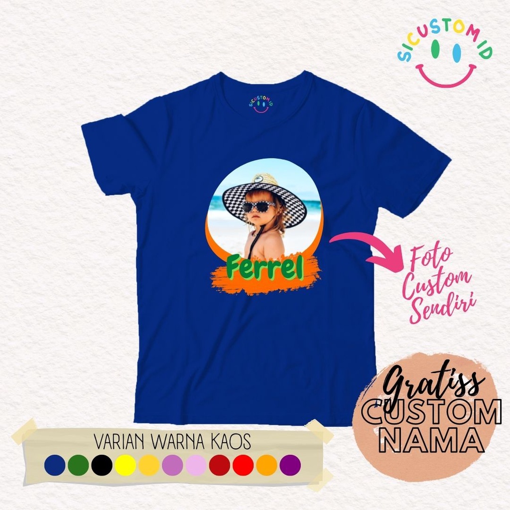 TERLARIS BAJU KAOS ANAK TANGAN PENDEK GRATIS CUSTOM FOTO DENGAN NAMA