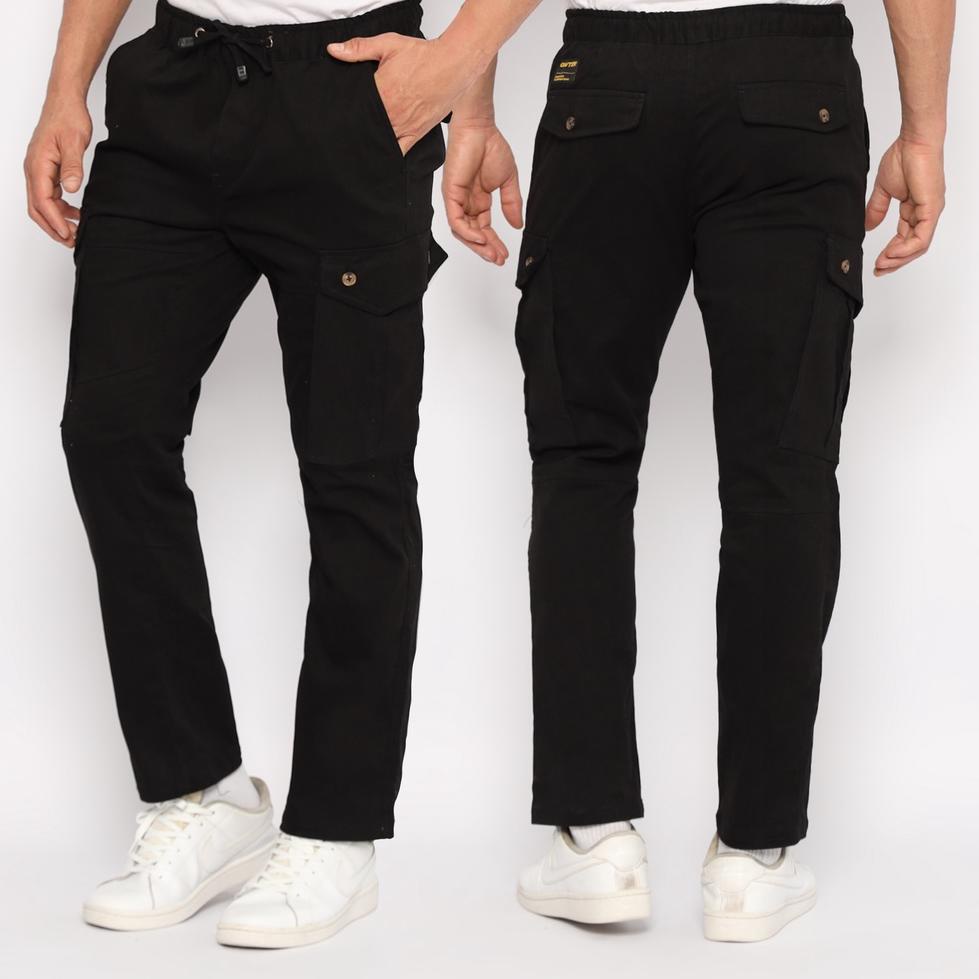 HARGA SPESIAL GutenInc - Celana Cargo Pria Leone Kargo Pants Black
