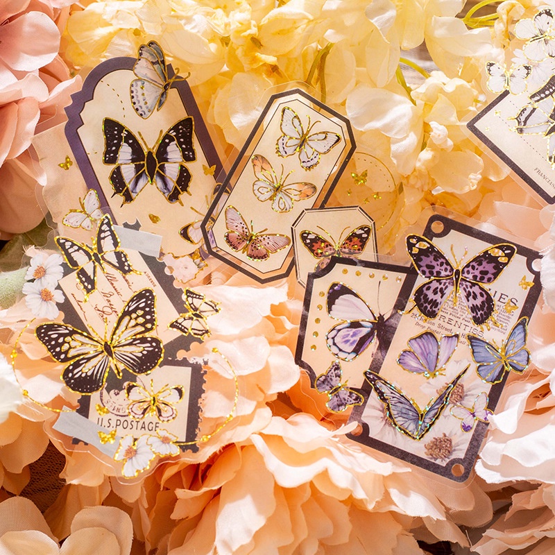 10pcs/set Vintage Butterfly Series Sticker Diy Tangan Akun Bahan Dekoratif Stiker