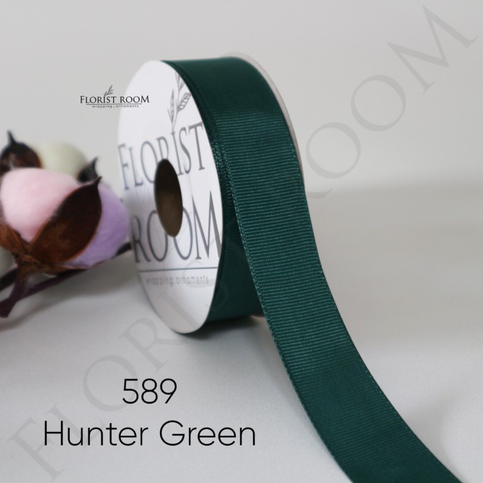 

AIM24- Pita Grossgrain ±2.5cm x 20yard - Ribbon - kado - hadiah - Ribbon - 589Hunter Green