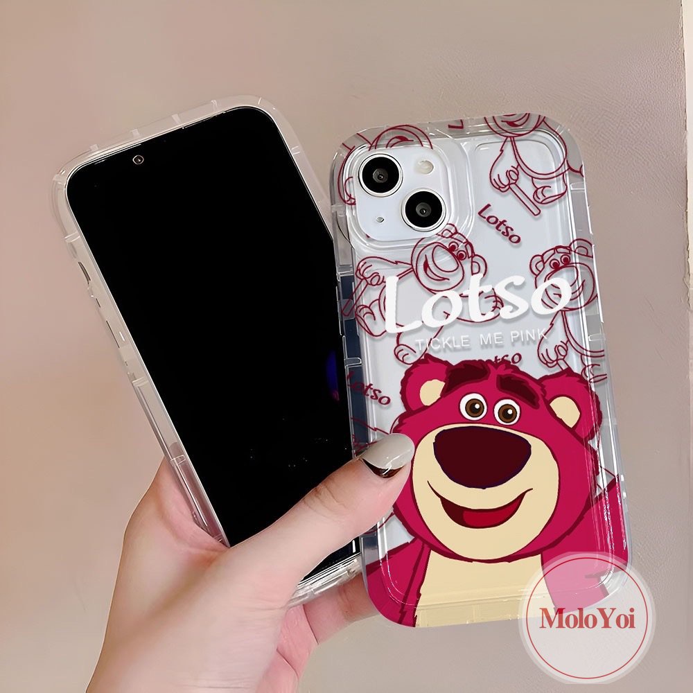 IPHONE Casing Ponsel Beruang Strawberry Lucu Kompatibel Untuk Iphone11 7 8 Plus XR 13 12 14 Pro MAX 6 6S X XS MAX Lovely Kartun Manyo Bening Shockproof Airbag Lembut TPU Silicon Back Cover