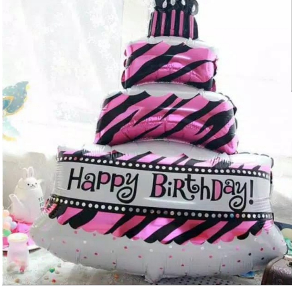 BALON HAPPY BIRTHDAY BENTUK KUE UKURAN  60X40 CM