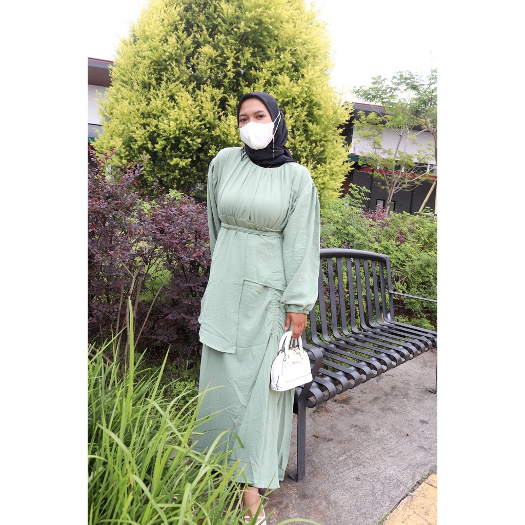 Shilla Dress Mewah Gamis Wanita Terbaru 2023 Kekinian Bahan Crinkle Airflo Premium polos jumbo size M L XL