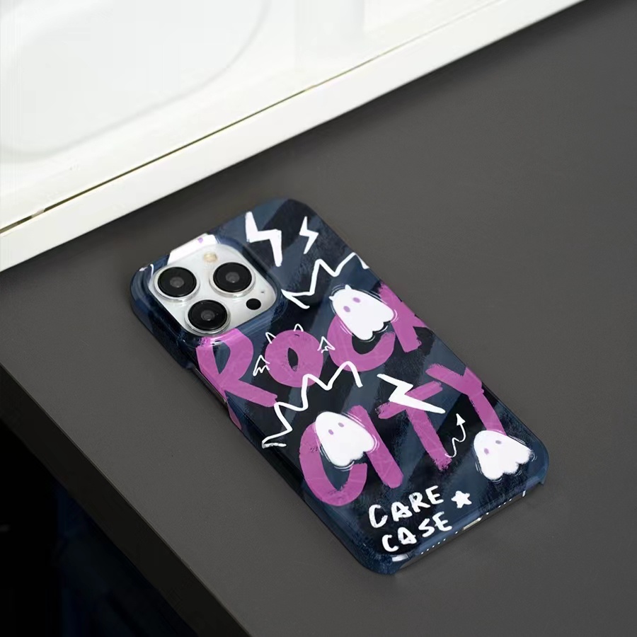 IPHONE Ins Pola Hantu Cocok Untuk Iphone14 14pro 14plus 13 13mini 13pro 13prm iPhone12 7Plus 8Plus Xr XS 13 12mini Pro Max TPU Empat Sudut Casing Ponsel Tahan Guncangan