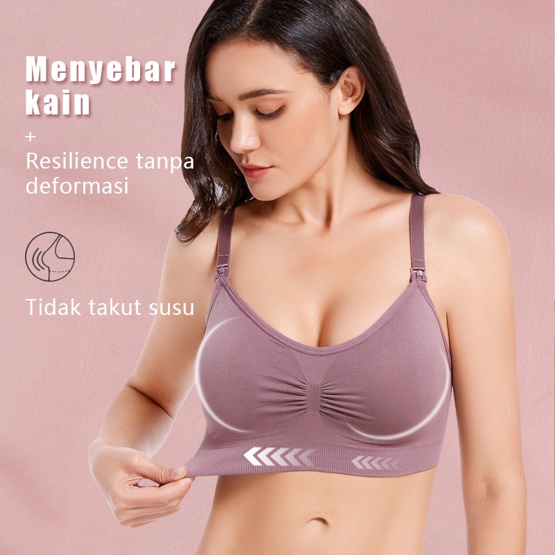 ANGEL MOMMY IBU Bra Menyusui Jumbo Kancing Depan Tanpa Kawat Hamil Murah Bh Menyusui Bahan Katun-5