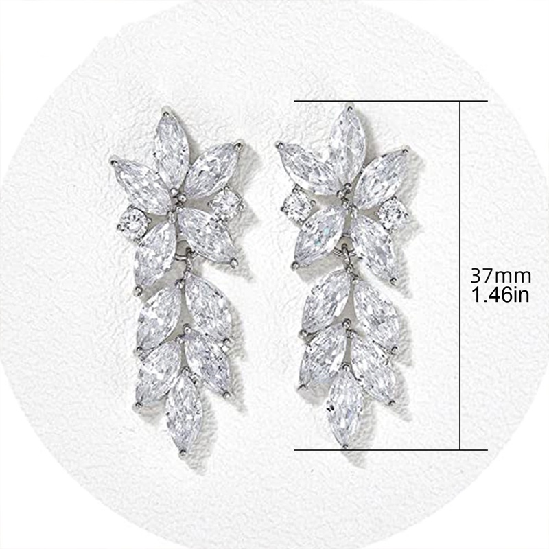 Kualitas Tinggi Cubic Zirconia Drop Earrings Untuk Wanita Warna Perak Temperamen Pengantin Pernikahan Anting Perhiasan Fashion