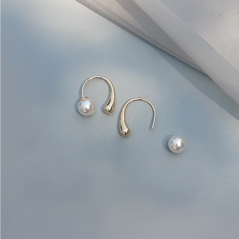 Alloy Kasual Earrings Studs Earrings Gadis Indah Bulat Anting Mutiara Ladies Water Drop Shape Earrings Korea INS Sederhana Wanita Perhiasan Pesta Elegan Pribadi Perancis