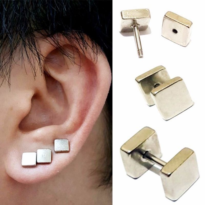 anting titanium cube silver piercing tindik