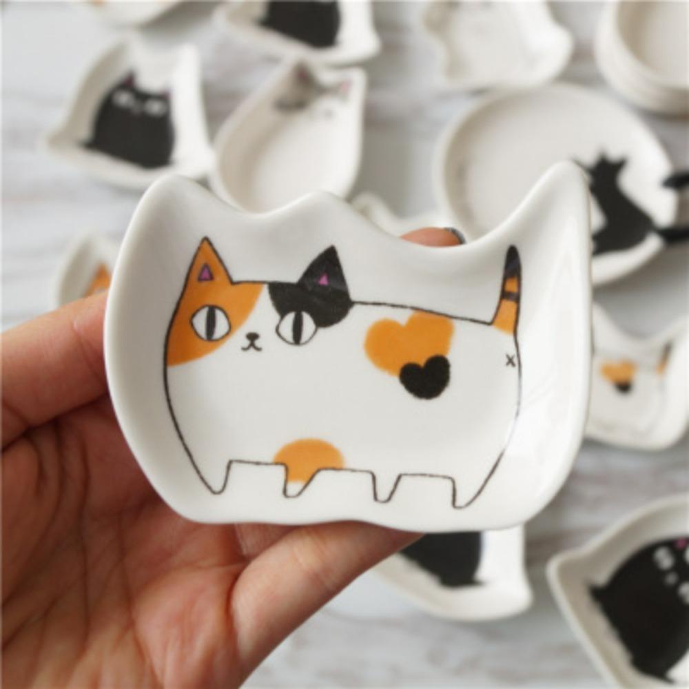 [Elegan] Sauce Dish Creative Ceramic Kitten Shaped Aksesoris Peralatan Makan Dapur Piring Bumbu Cuka Mustard