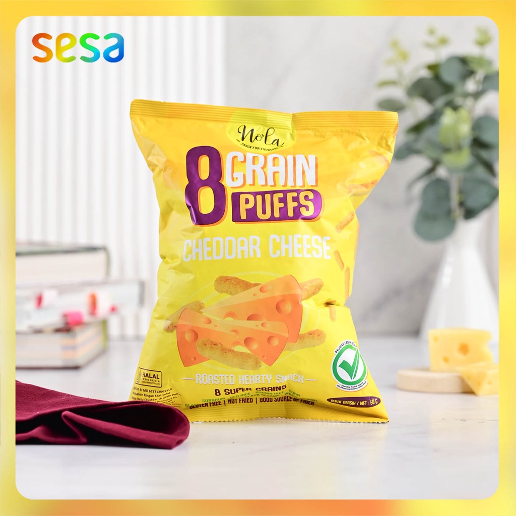 

NOLA 8 Grain Puffs Cheddar Cheese 50gr - Snack Gluten FREE