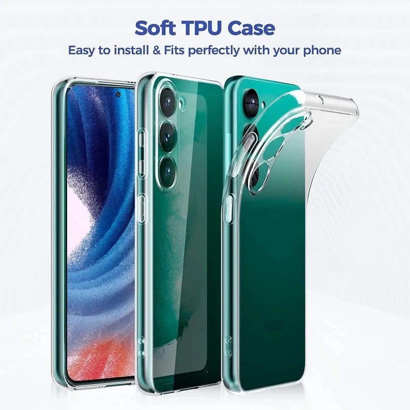 Basic Phone Cover TPU Pelindung Case Kualitas Tinggi Untuk Samsung S23/S23 Ultra/S23 Silikon Menebal Lembut Anti-fouling Transparan Ponsel Case Cakupan Penuh