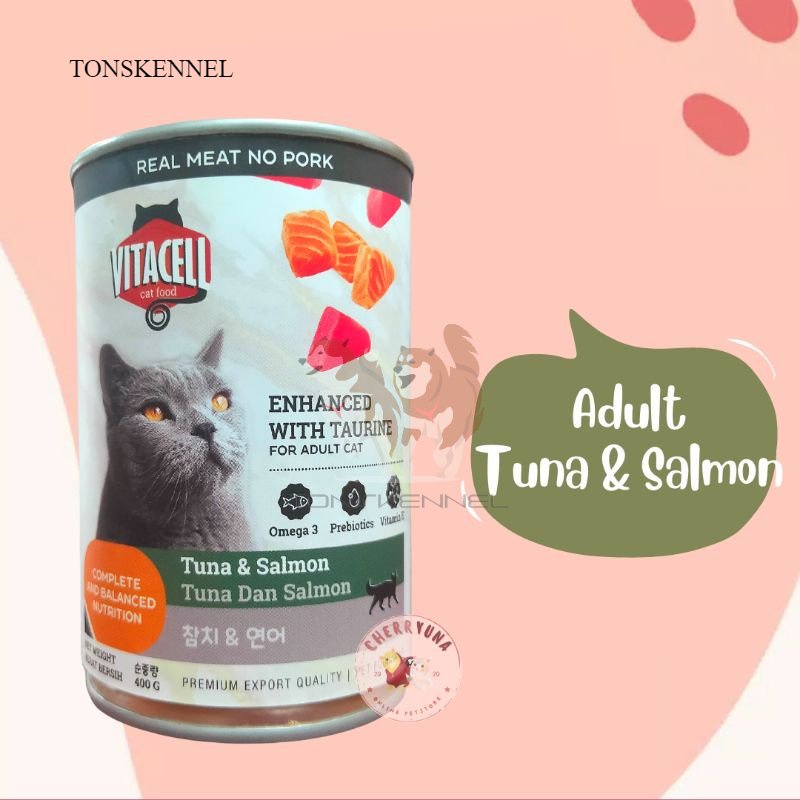 VitaCell Wetfood Makanan Basah Untuk Kucing 400Gr Anakan Anak Dewasa Kitten Adult Salmon Tuna