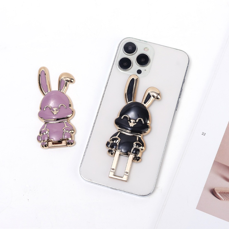 Bracket Cincin Kartun Kelinci Universal/3D Lipat Lazy Ring Buckle Perekat Pull Rod Dukungan Untuk Stand Holder Handphone