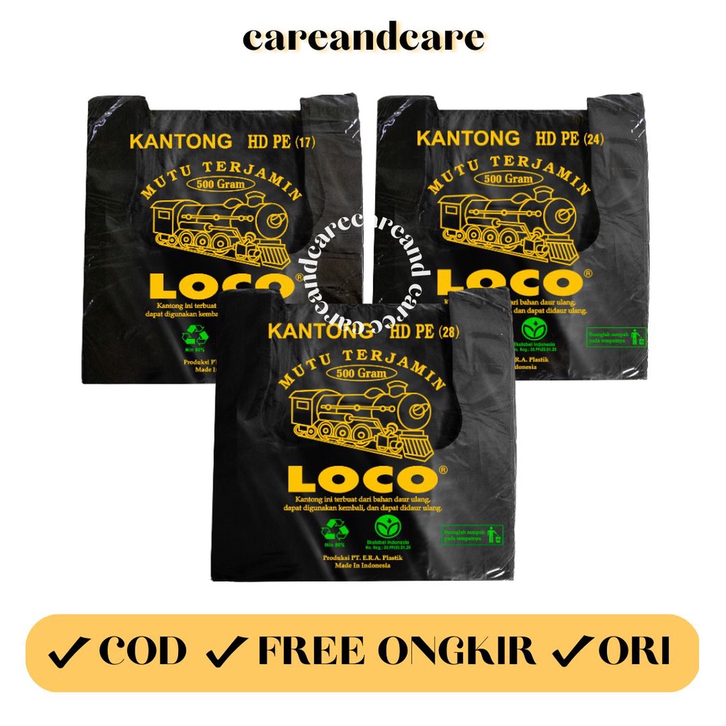 LOCO / Kantong Plastik Kresek Loco HD PE Tebal Hitam Uk 17-28