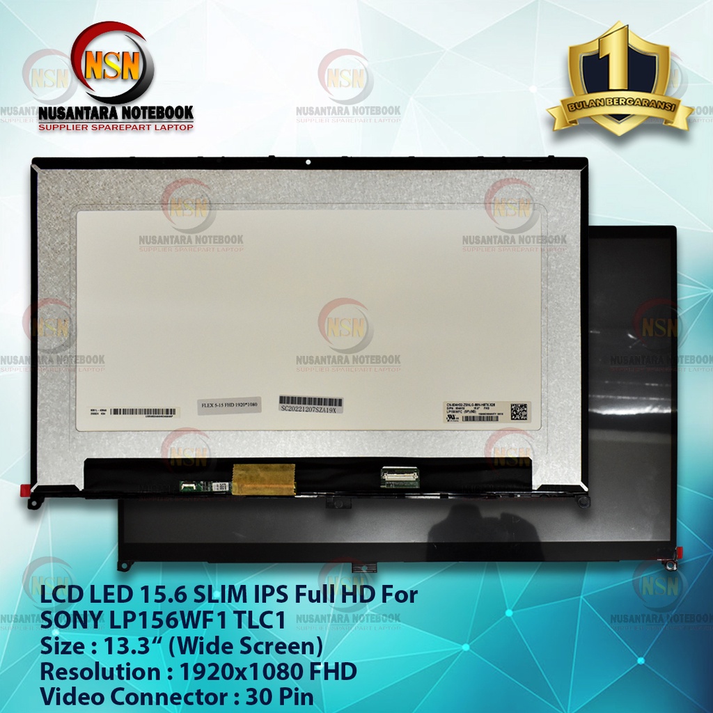 LCD LED SCREEN 15.6 SLIM IPS FULL HD 1920x1080 30Pin For SONY LP156WF1