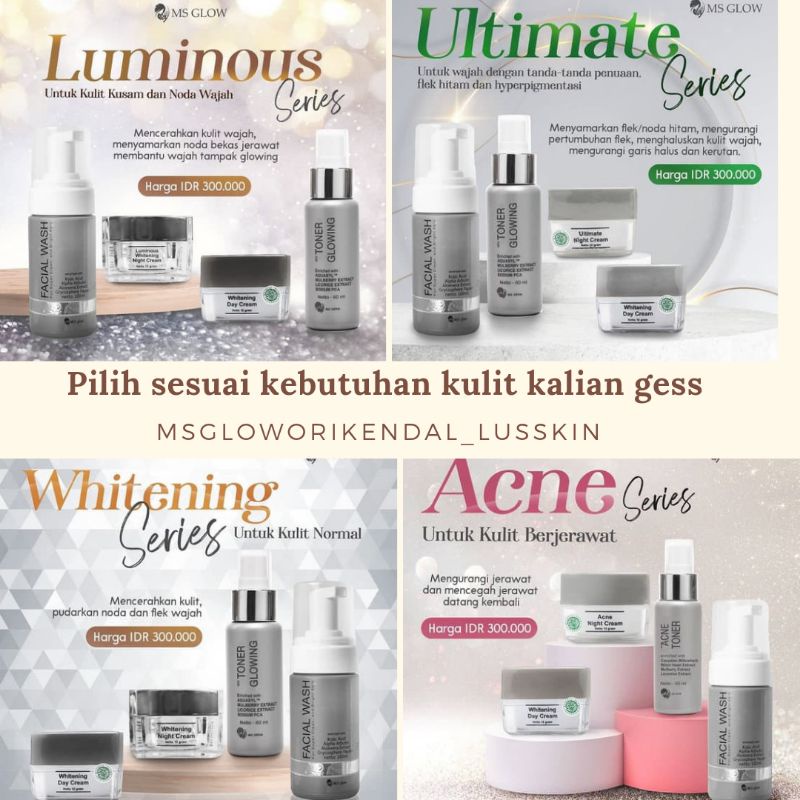 QEILA - MS GLOW PAKET WAJAH LENGKAP SKINCARE BPOM PAKET SET LENGKAP 100% ORIGINAL WHITENING ACNE LUMINOUS ULTIMATE