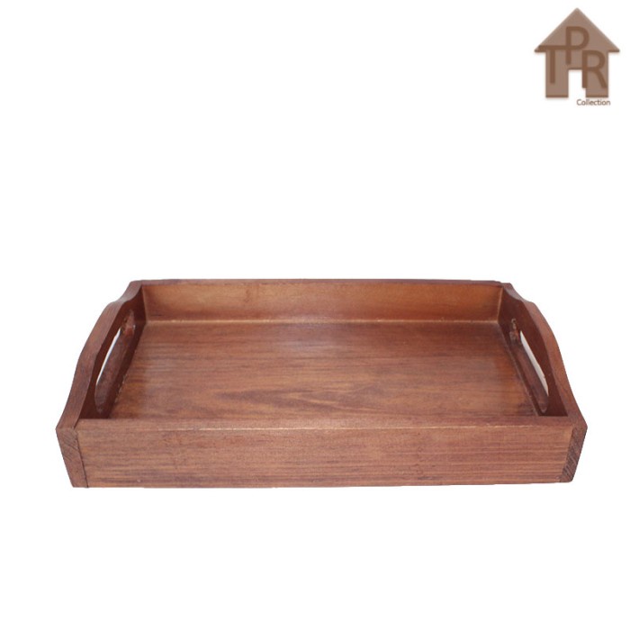 Nampan Kayu Kotak Wooden Tray 28x18cm. Natural