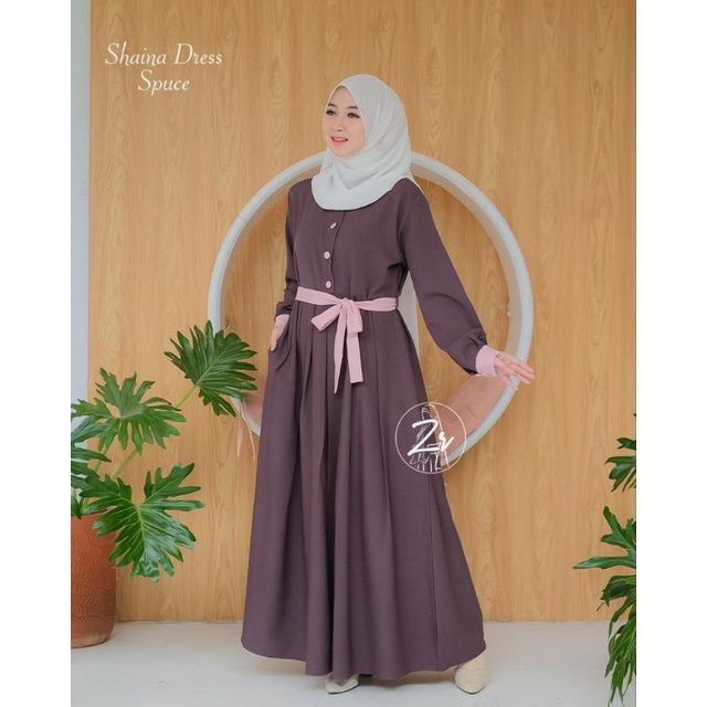 shaina dress gamis itycrepe premium By Zr terbaru