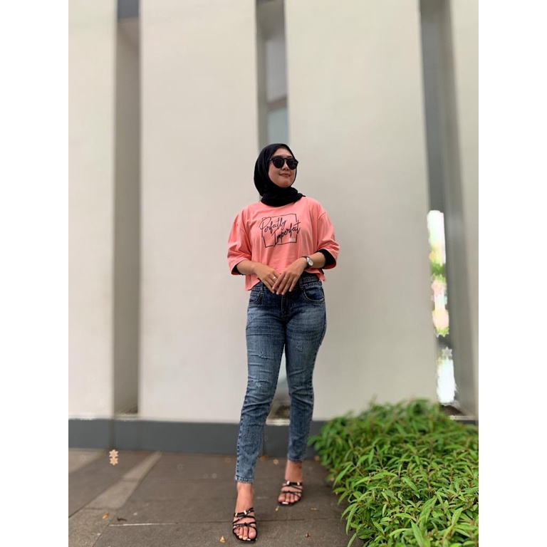 Atasan Oversize Crop top Korean style Atasan crop top hijab /non hijab Atasan Crop top terbaru Atasa