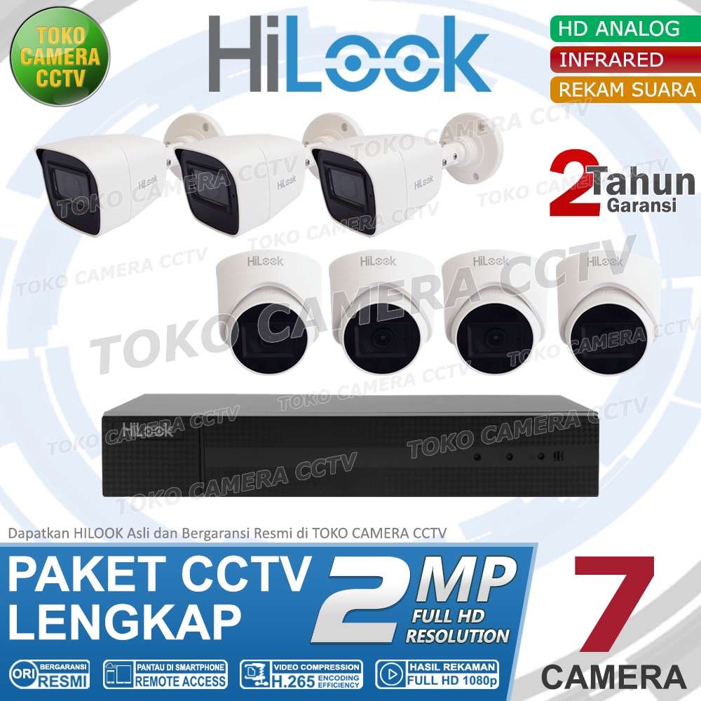 PAKET CCTV HILOOK 2MP 8 CHANNEL 7CAMERA AUDIO
