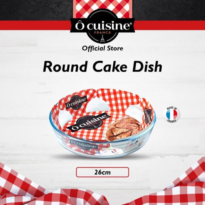 Loyang Kaca Bulat Ocuisine Glass Bakeware - Round Cake Dish 26Cm