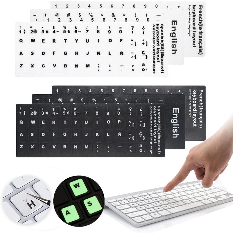 Stiker Dekorasi Keyboard Bahasa Inggris Rusia Keypad PVC Film Pelindung Keyboard Luminous Stiker Laptop Keypad Bahasa Sticker Film