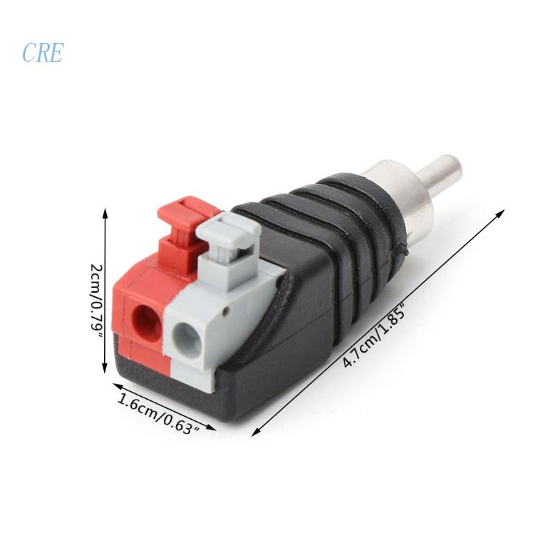 Cre Kabel Speaker A/V Ke o Male RCA Connector Adapter Jack Press Terminal