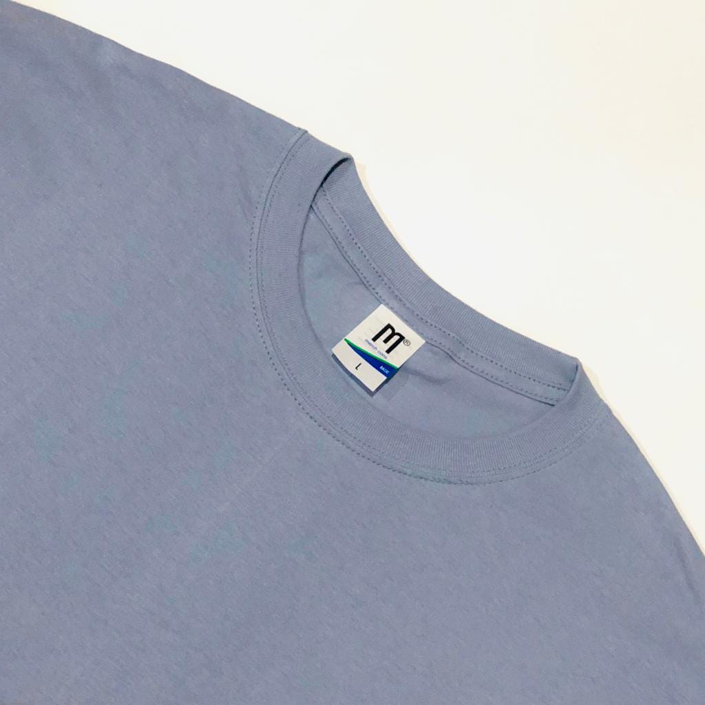 Kaos polos cotton combad 24s tanpa jahitan samping merk merchons STONE BLUE