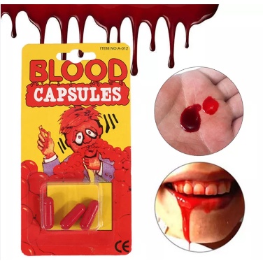 Kapsul Darah Palsu permainan Trik Sulap Prank Capsules Lelucon Halloween Horor, Pesta Vampir