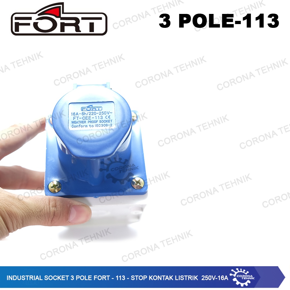 FORT - 113 - Stop Kontak Listrik 250V - 16A Industrial Socket 3 Pole