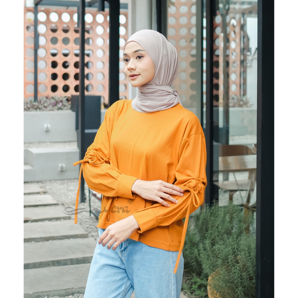 [CYC | COD] REALPICT | Ghema Puff Blouse Top | Kaos Serut Basic Oversize Kekinian | Cotton Combed | Atasan Trend Wanita Murah Best Seller