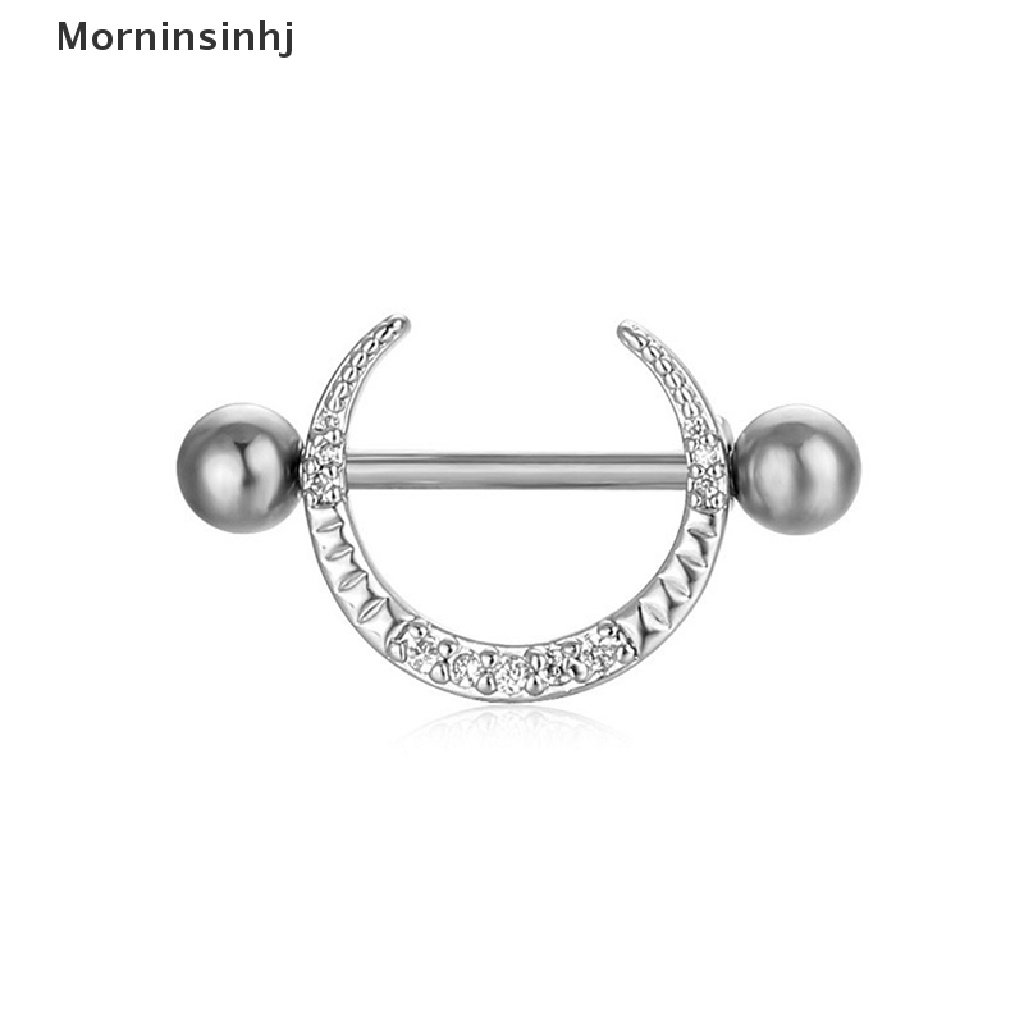 Mornin Cincin Puting Seksi Stainless Steel Zirkon Bulan Baru Berbentuk U Nipple Ring Barbel Nipple Studs Tubuh Seksi Nipple Jewelry id