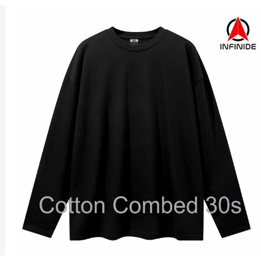 FIURI - Kaos Polos Lengan Panjang Pria/Wanita Cotton Combed Premium Kaos Santai Cowok/Cewek