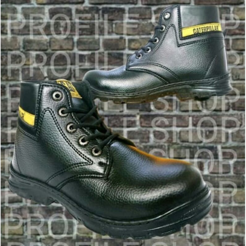 Sepatu Safety Proyek Ujung Besi - Septy Shoes Boot - Septi Kerja Lapangan Kulit Sintetis-  sepatu sefety tali -sepatu sefety sorong booht