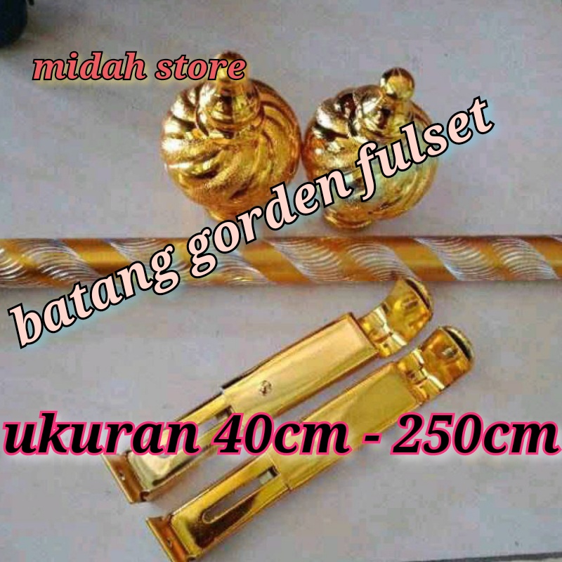 batang gorden/tiang gorden fullset 50cm,100cm,150cm,200cm paket komplit batang+ tutup 2 breket 2