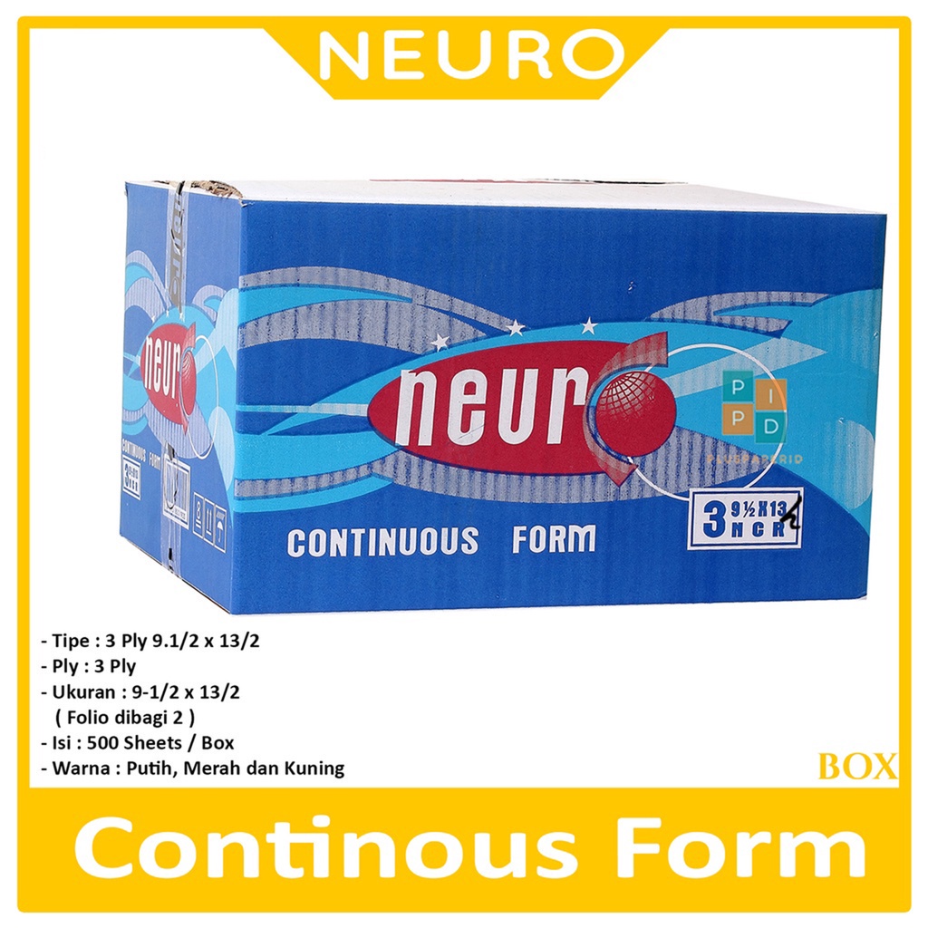 

NEURO - Continous Form 3 Ply 9 1/2 x 13/2 ( FOLIO dibagi 2 ) Ncr - Box