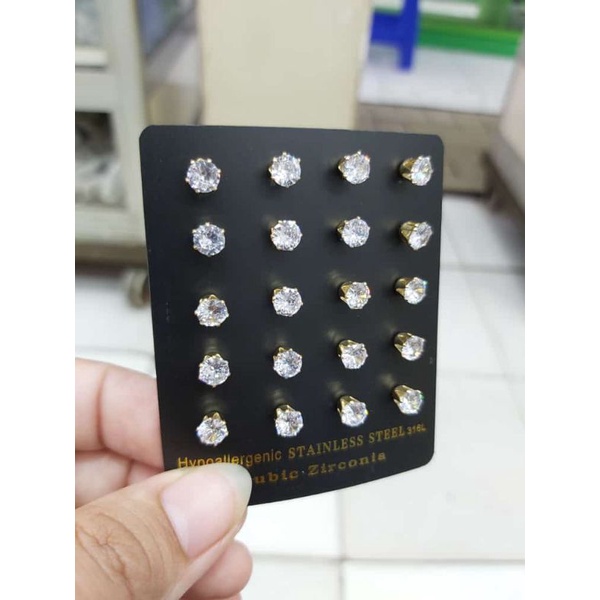 Anting Giwang Bulet ( HARGA PER PASANG ) Dasar Putih Mata Putih